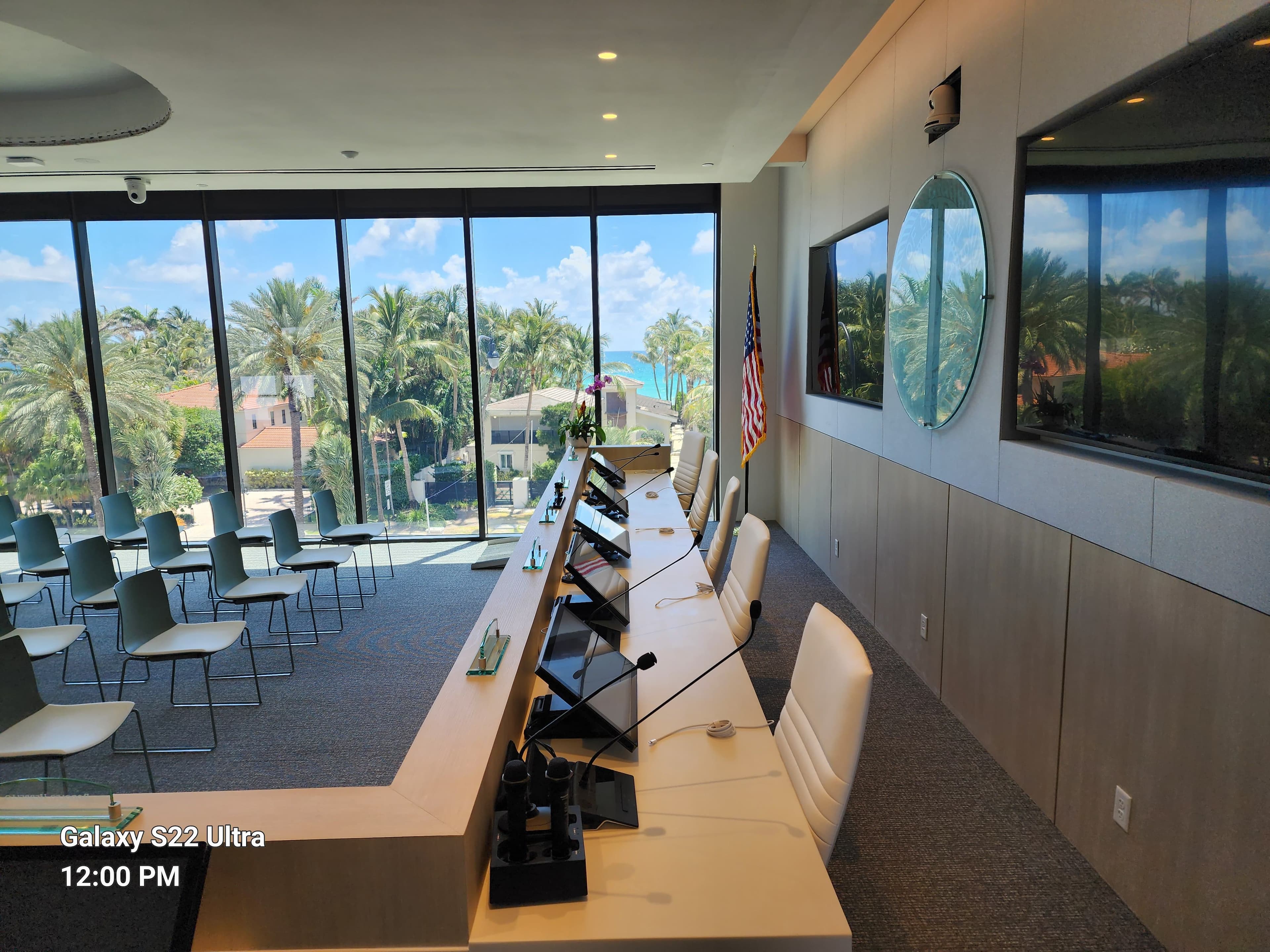 Modern commercial interior with large windows